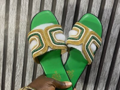 HERMES BEADED SLIPPERS