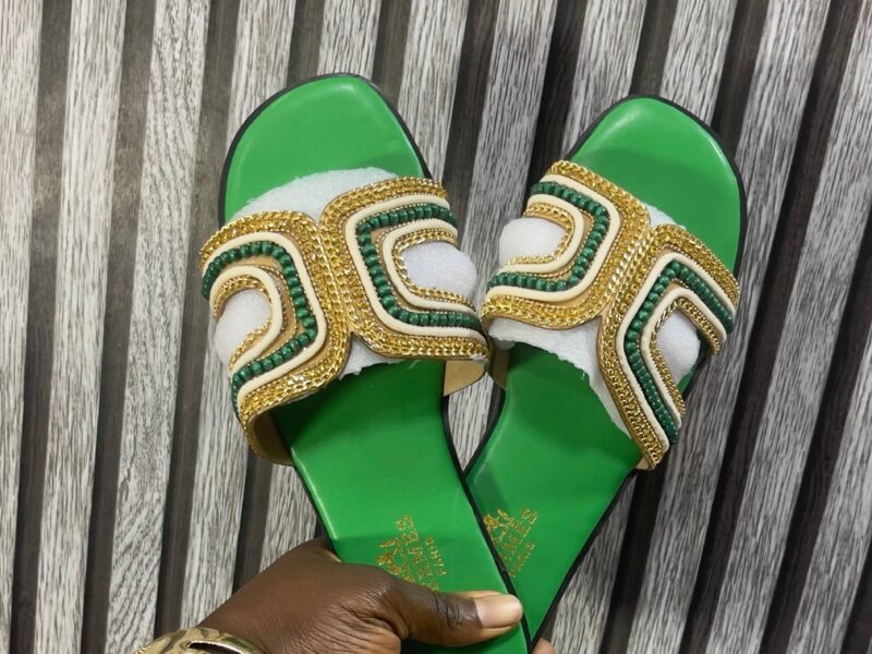 HERMES BEADED SLIPPERS