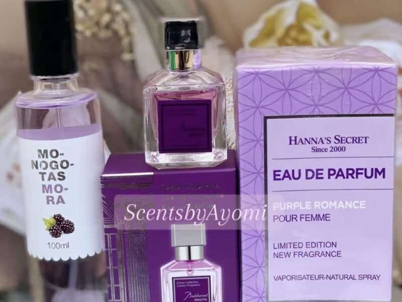 A purple female combo perfume available for sale in Lagos with immediate delivery nationwide